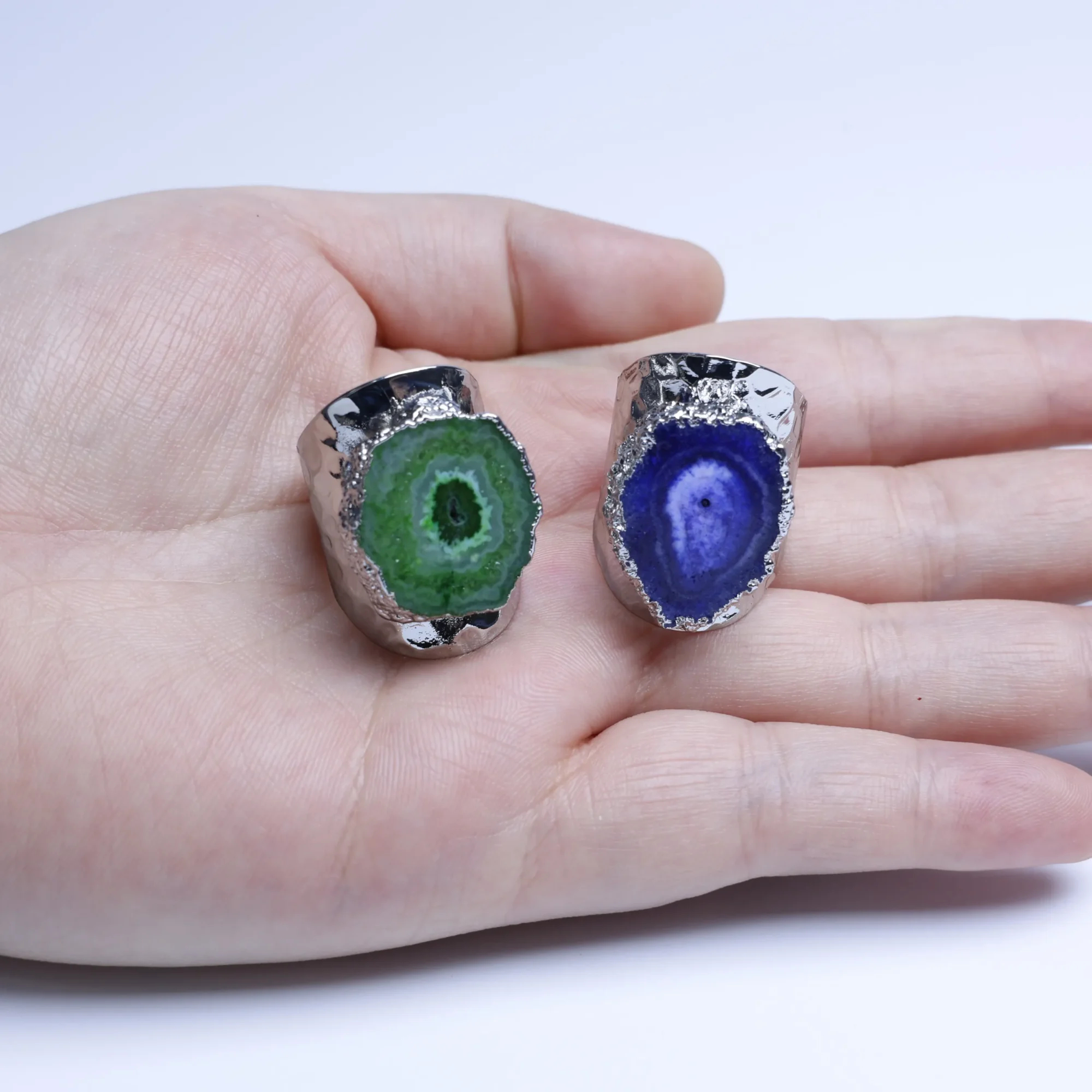 7-Color Agate Geode Druzy Slice Adjustable Statement Ring - 2