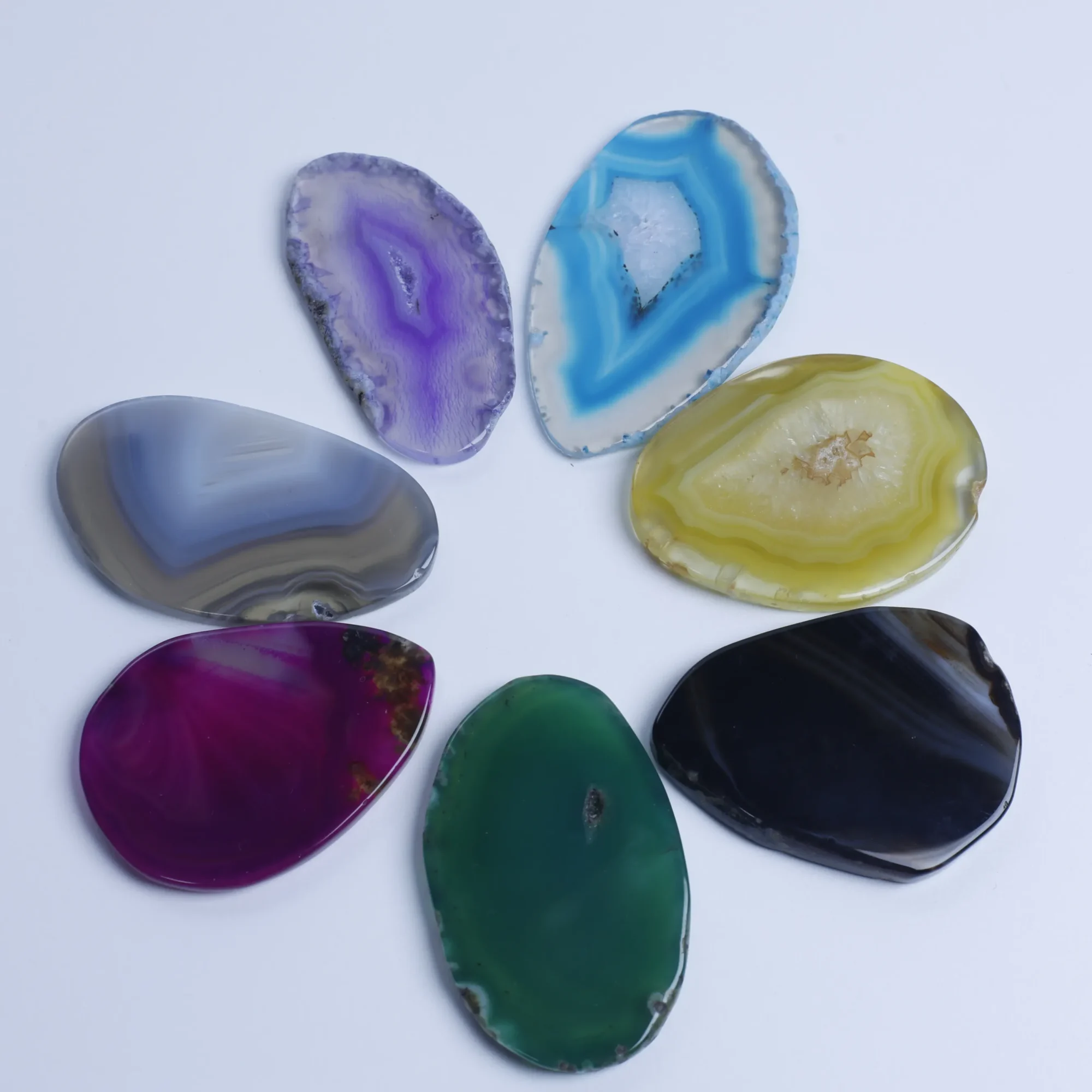 7-Color Small Agate Slices Pendants