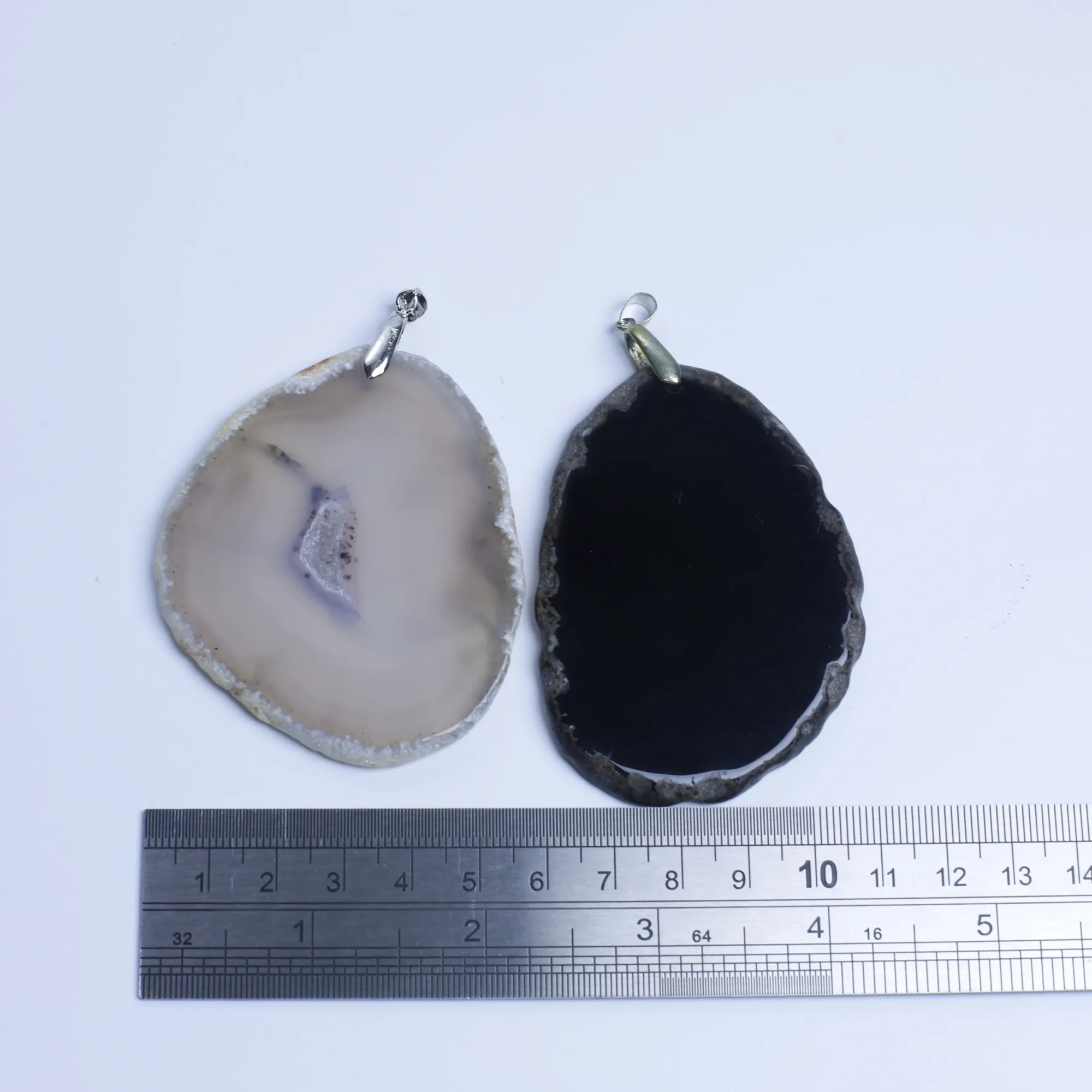 8-Color Natural Brazilian Agate Slice Pendants - 1
