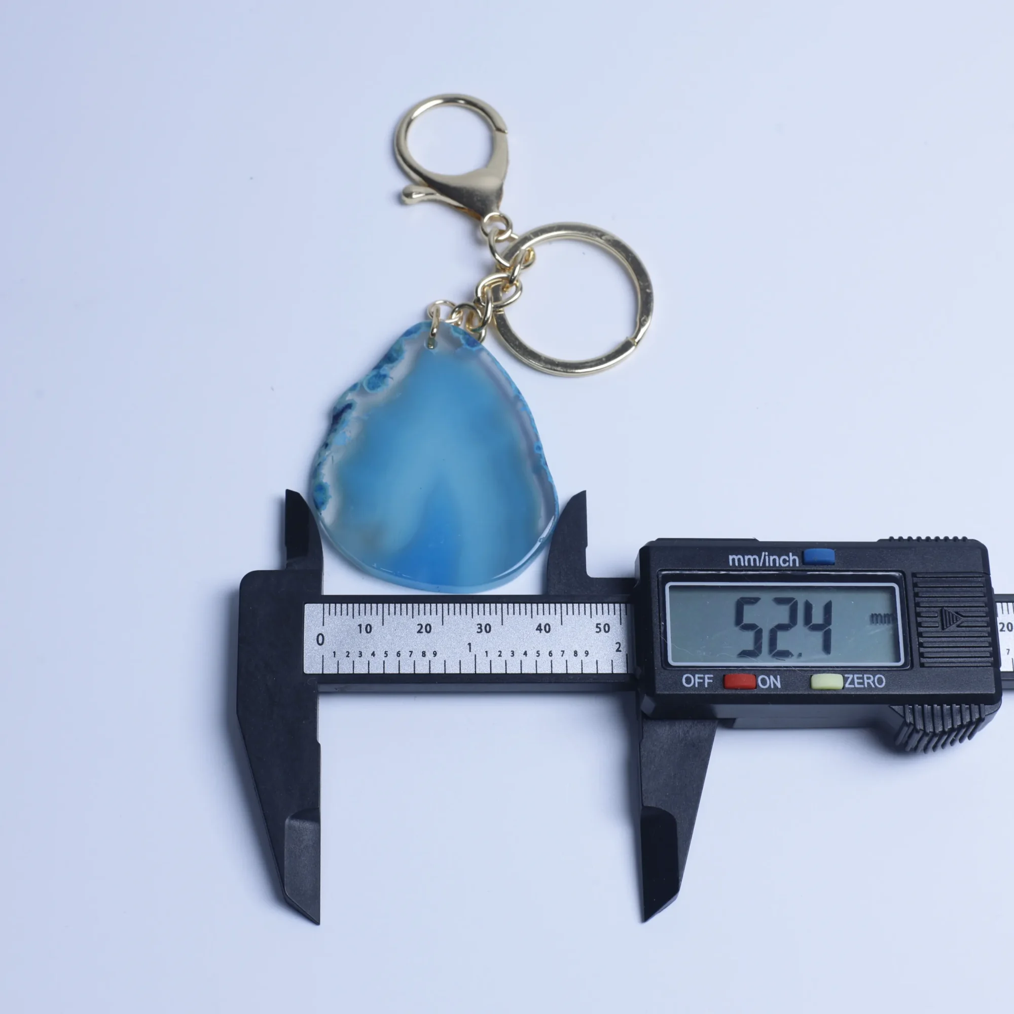 8-Color Natural Agate Slice Keychains - 3