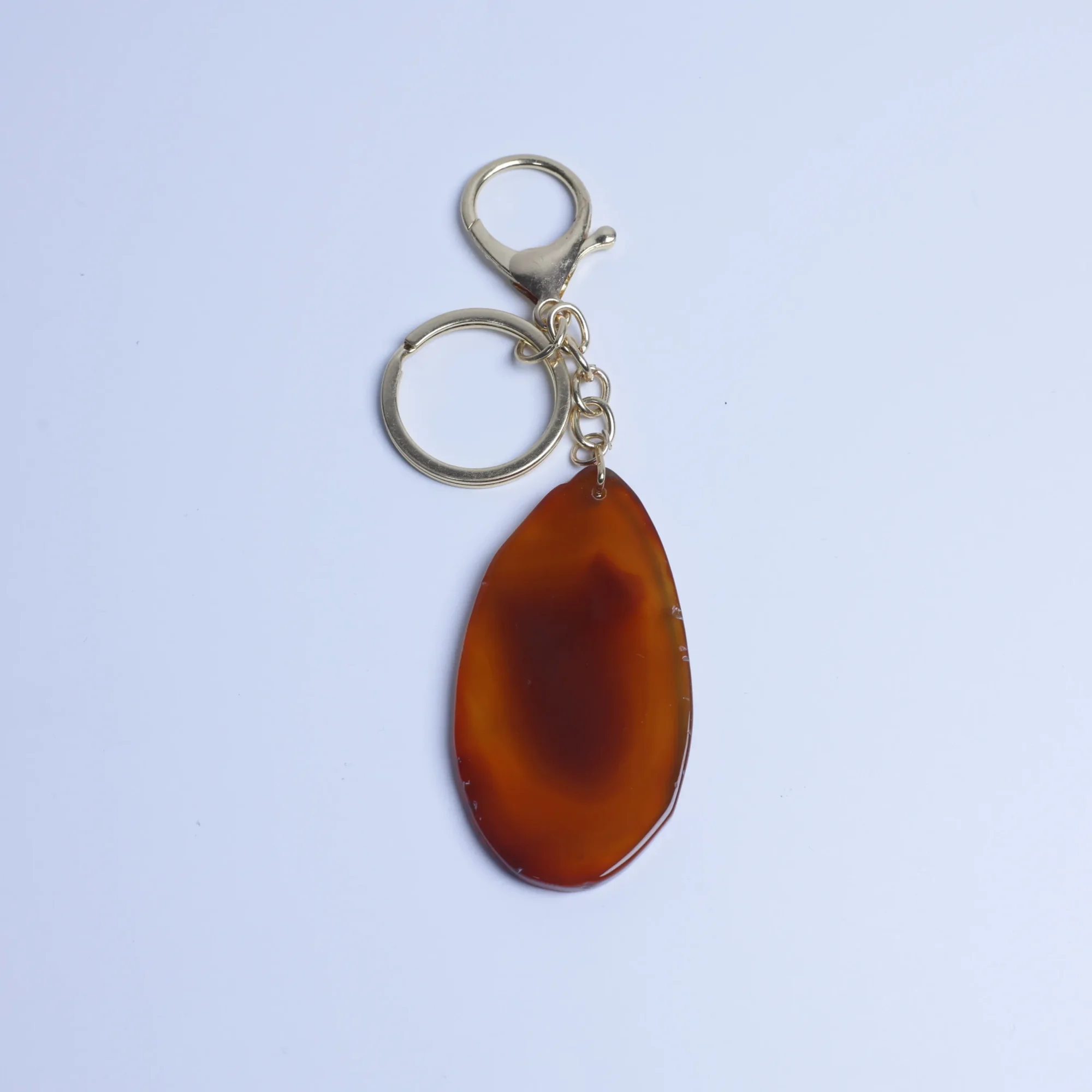 8-Color Natural Agate Slice Keychains - Amber