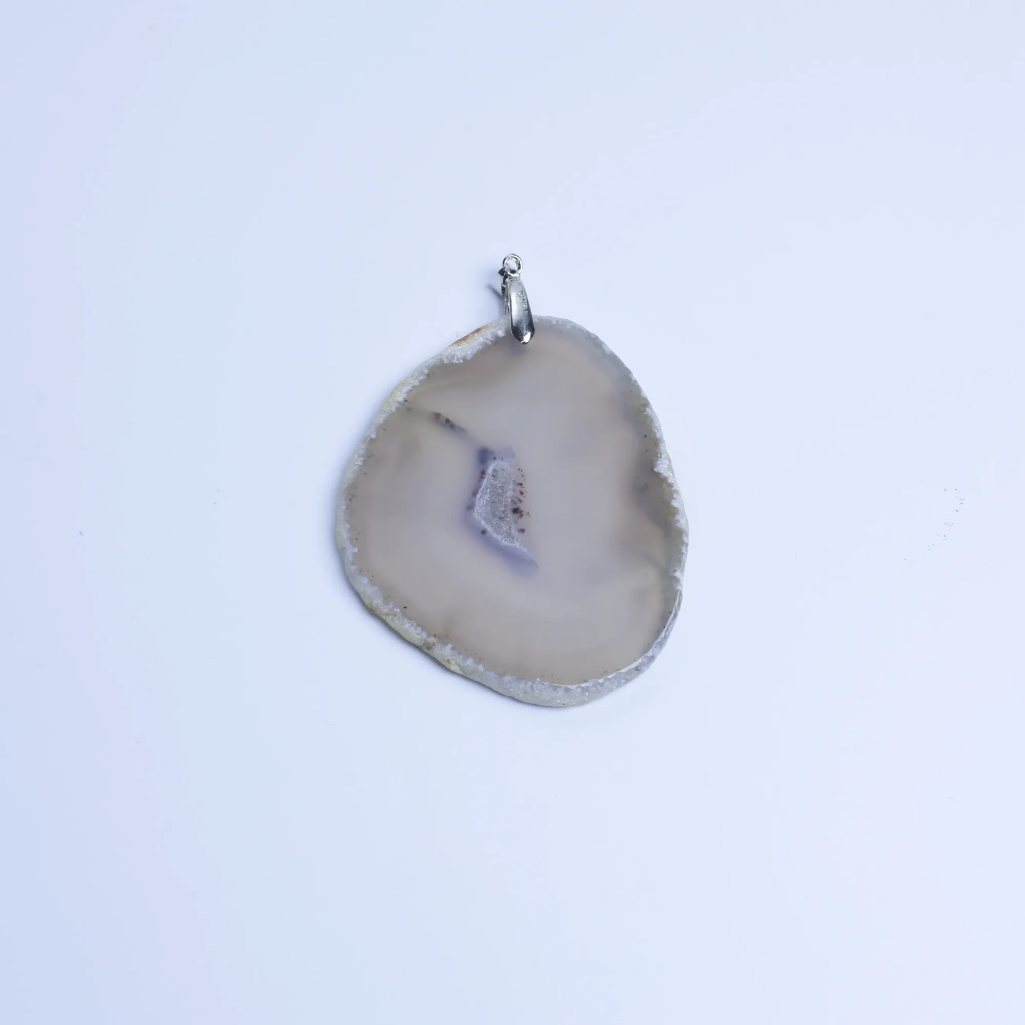 8-Color Natural Brazilian Agate Slice Pendants - Beige