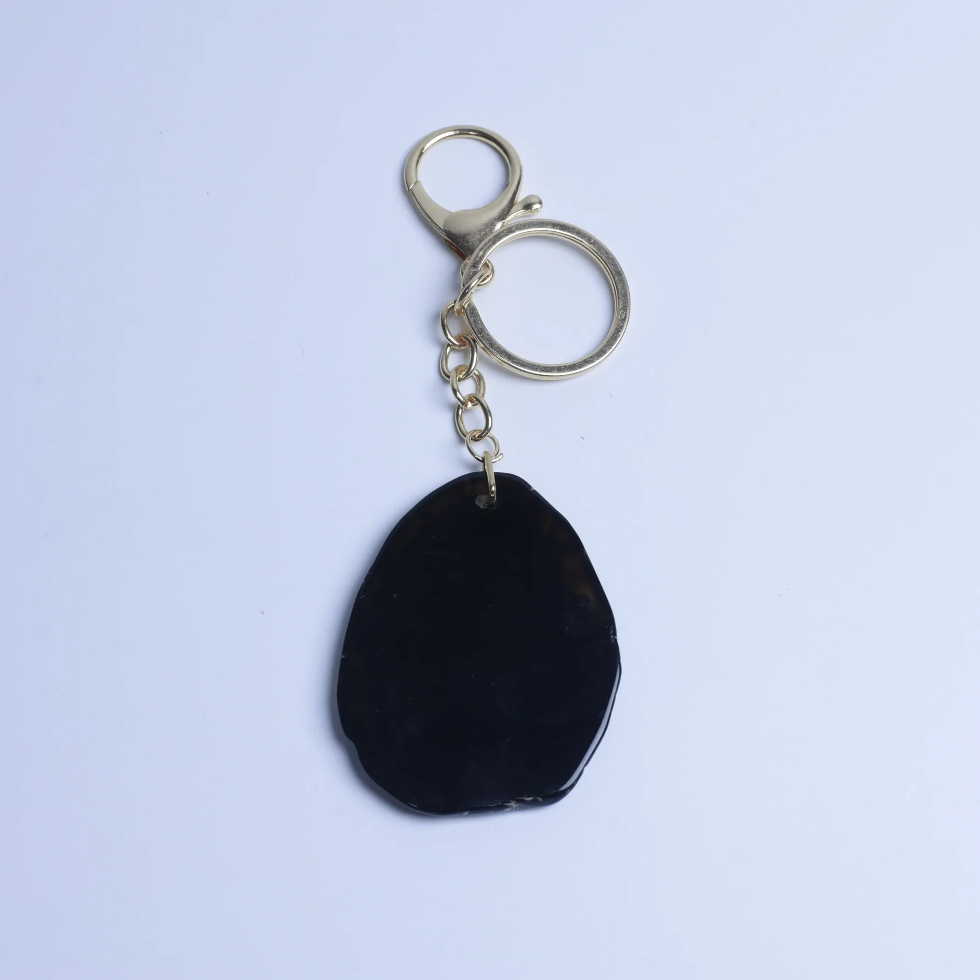 8-Color Natural Agate Slice Keychains - Black