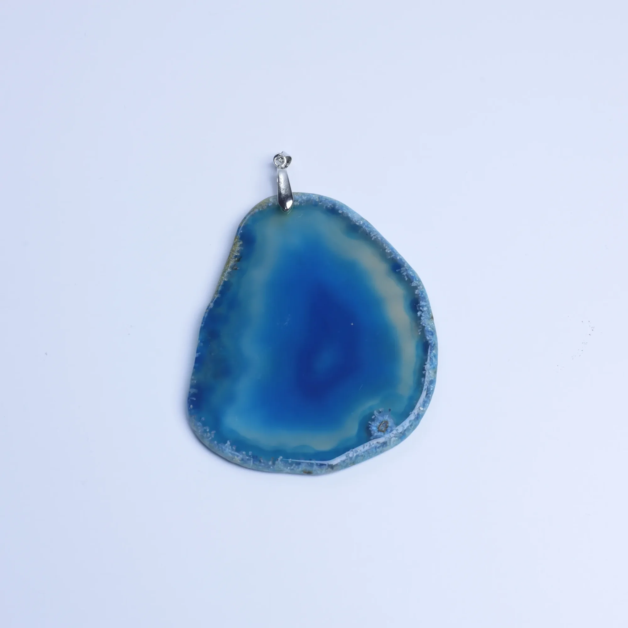 8-Color Natural Brazilian Agate Slice Pendants - Blue