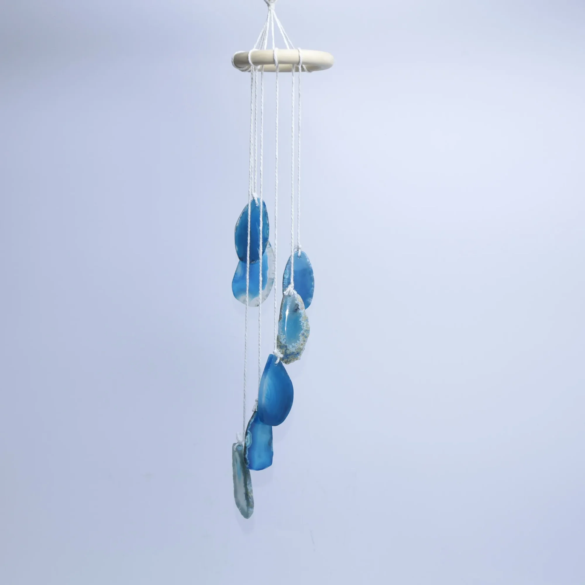 3-Color Natural Agate Slice Wind Chimes 13.8 in (7 Slices per Chime) - Blue