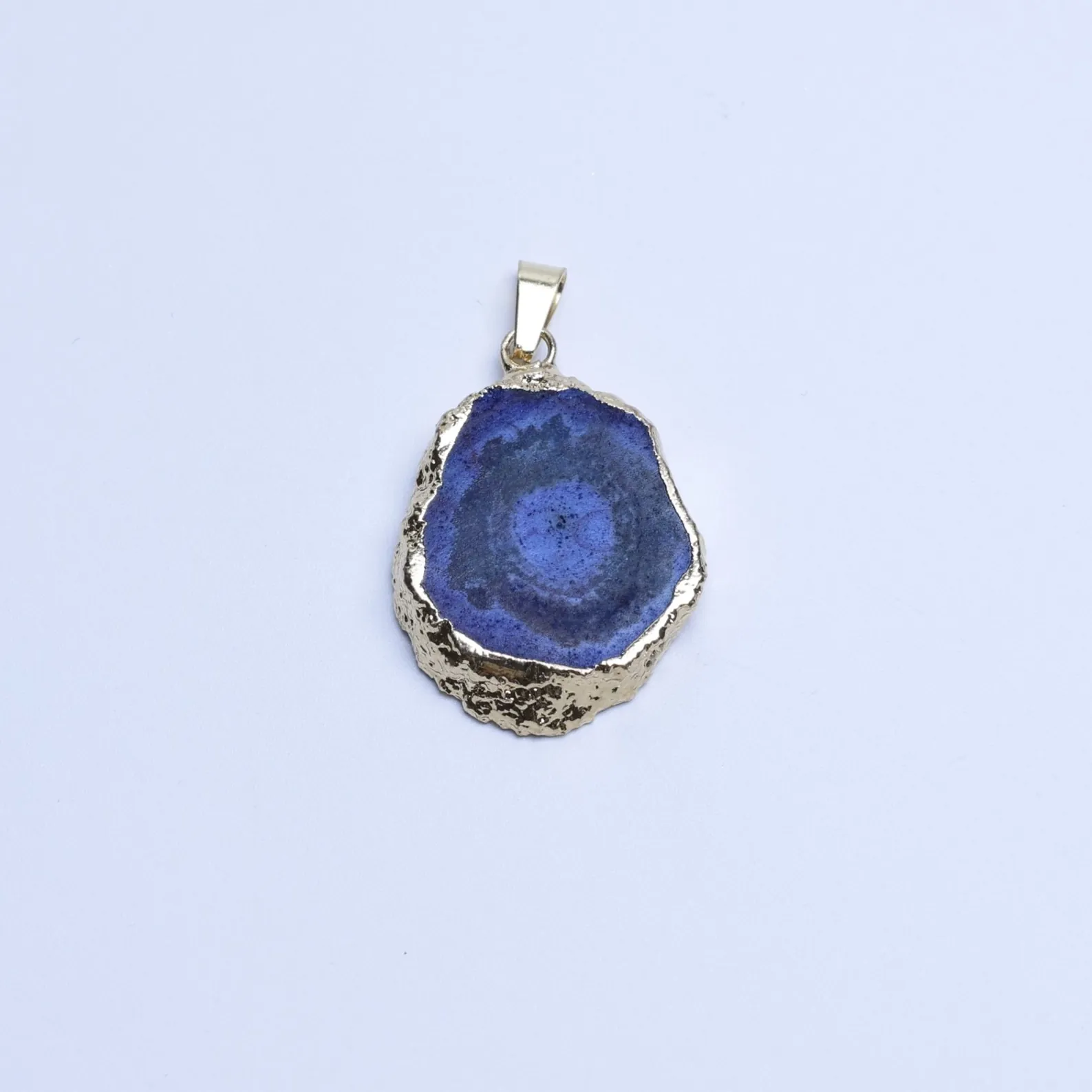 6-Color Small Agate Geode Slice Pendants - Blue