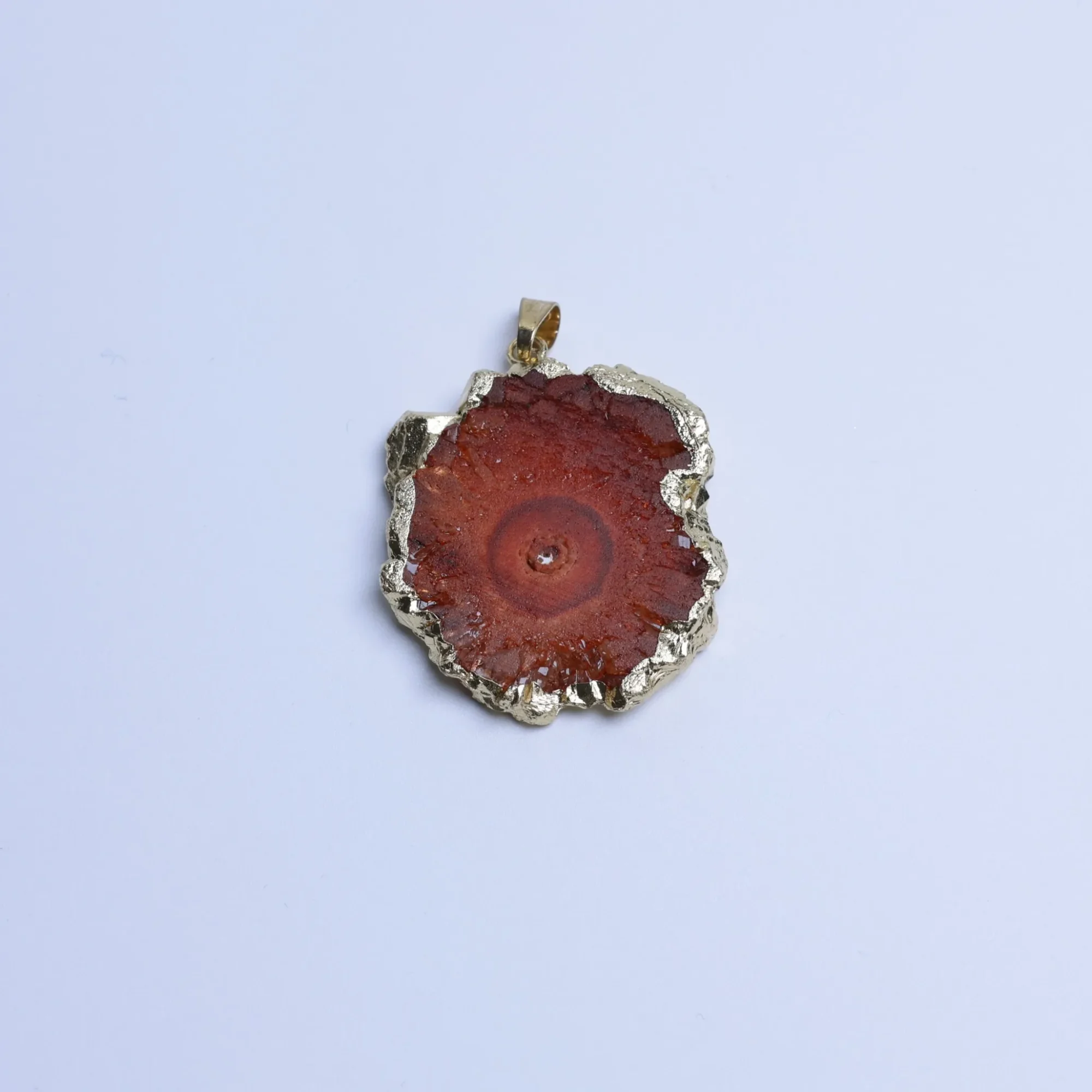 6-Color Small Agate Geode Slice Pendants - Golden Red