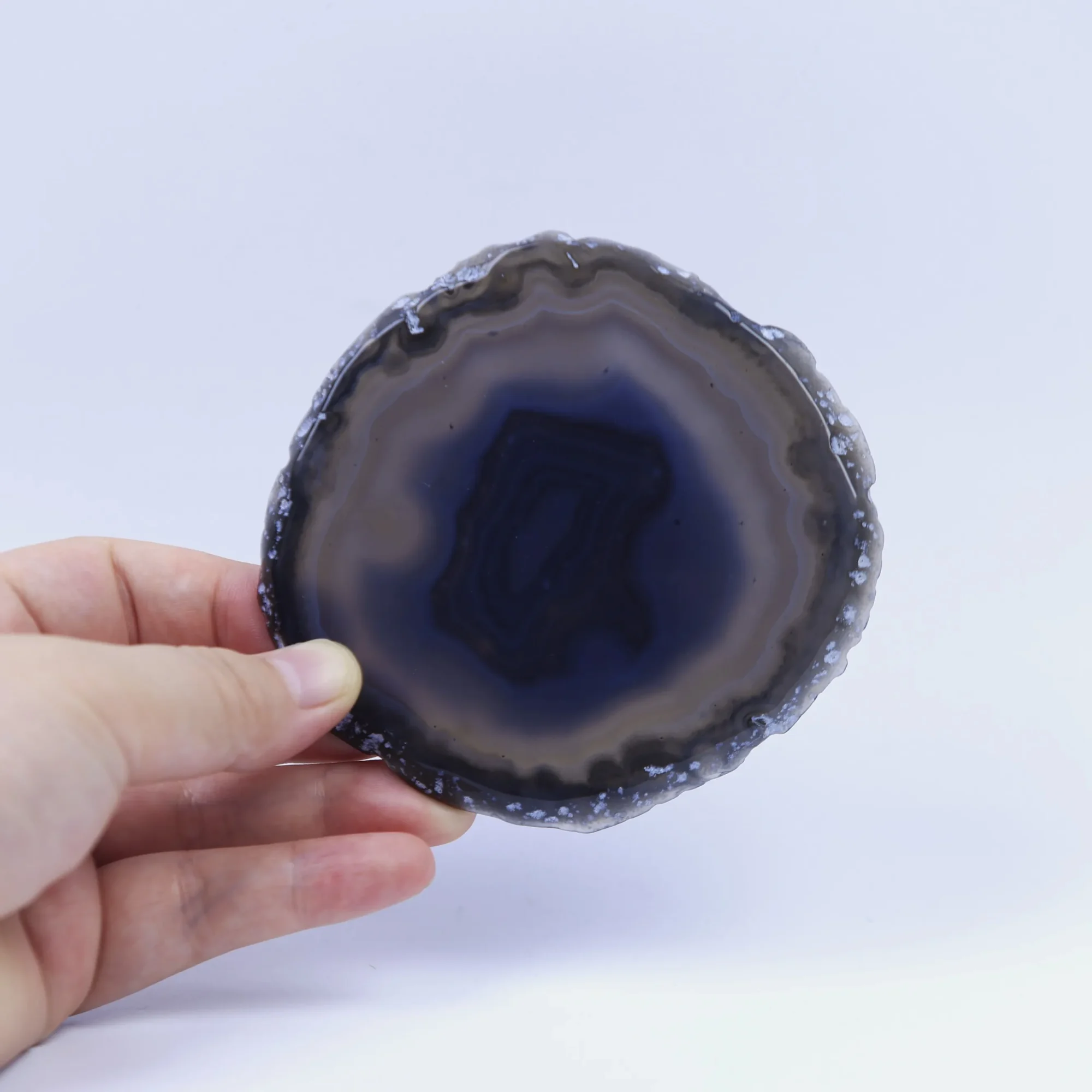 2-Color Natural Brazilian Agate Slices (3.5-3.9 in ) - Gray