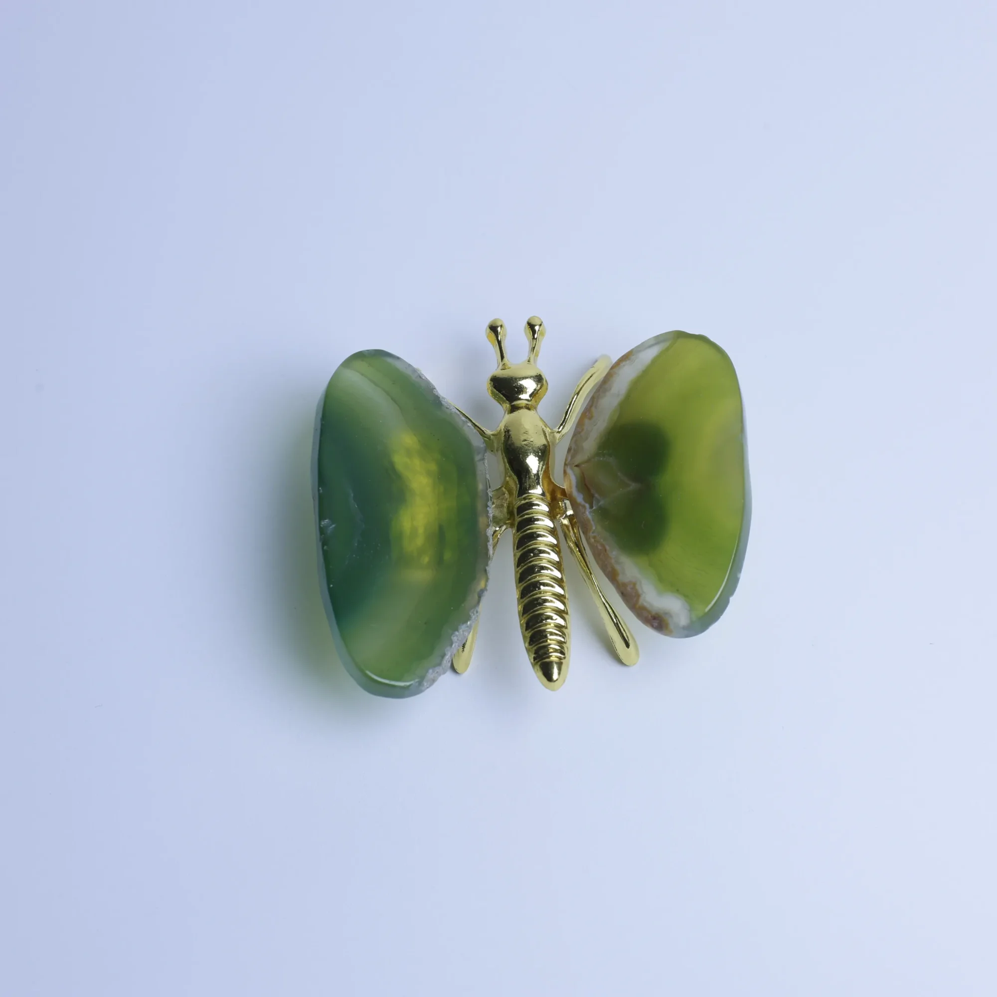 4-Color Natural Agate Slice Butterfly - Green
