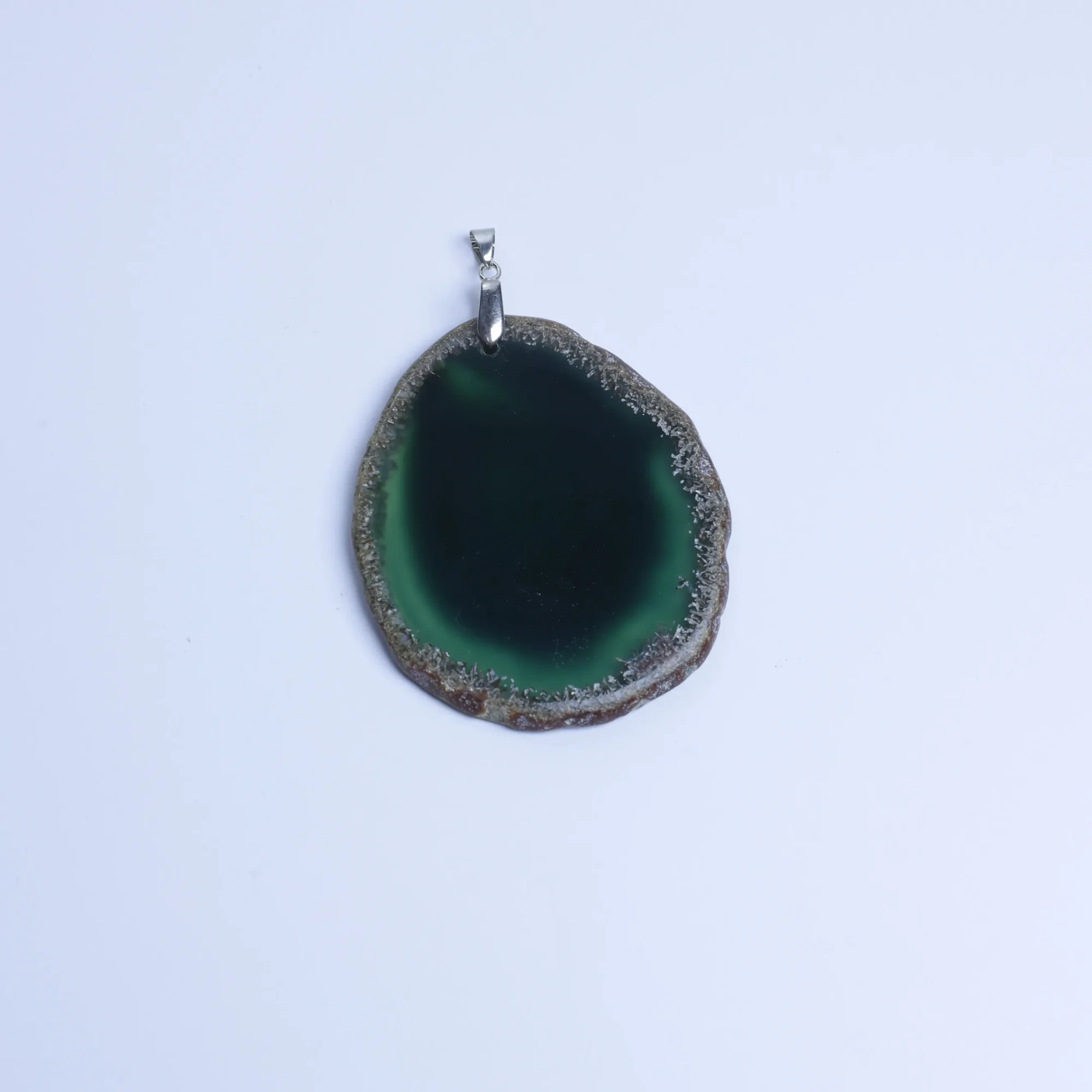 8-Color Natural Brazilian Agate Slice Pendants - Green