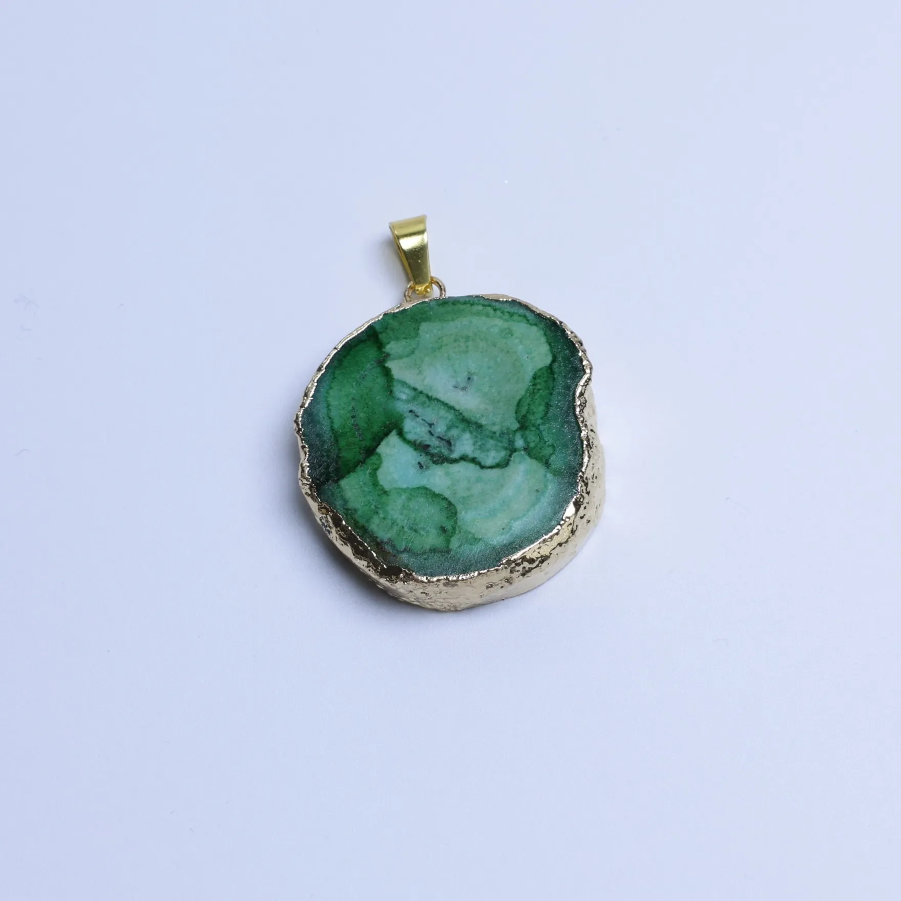 6-Color Small Agate Geode Slice Pendants - Green