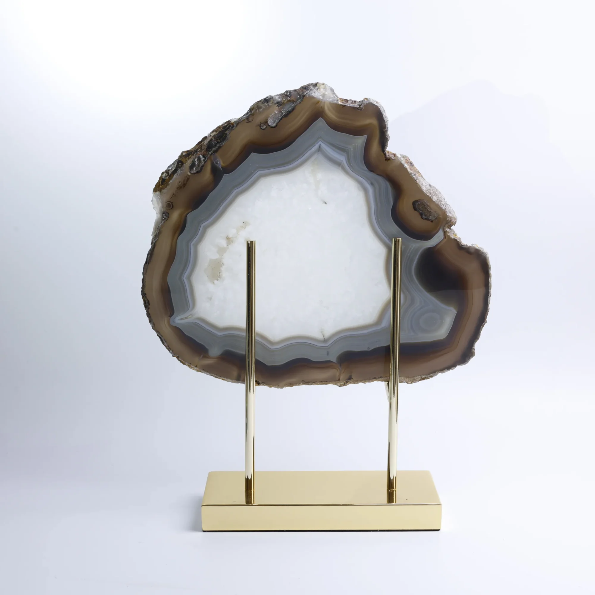 Large Natural Brazilian Agate Slice Display Specimen on Metal Stand (11 x 9.4 in) - 2