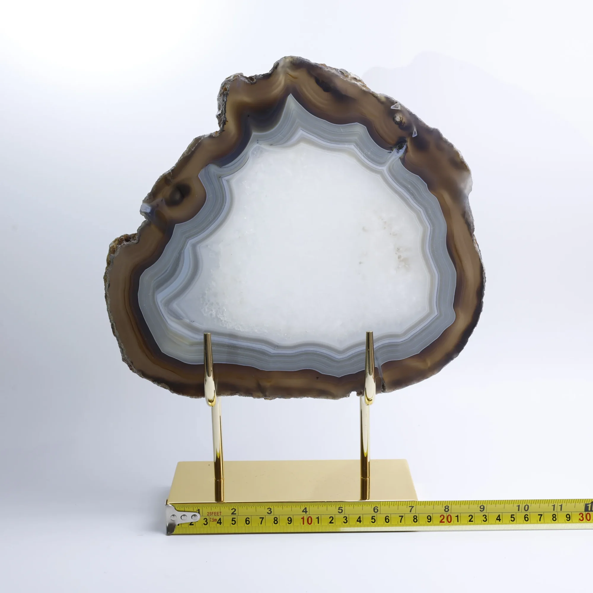 Large Natural Brazilian Agate Slice Display Specimen on Metal Stand (11 x 9.4 in) - 3