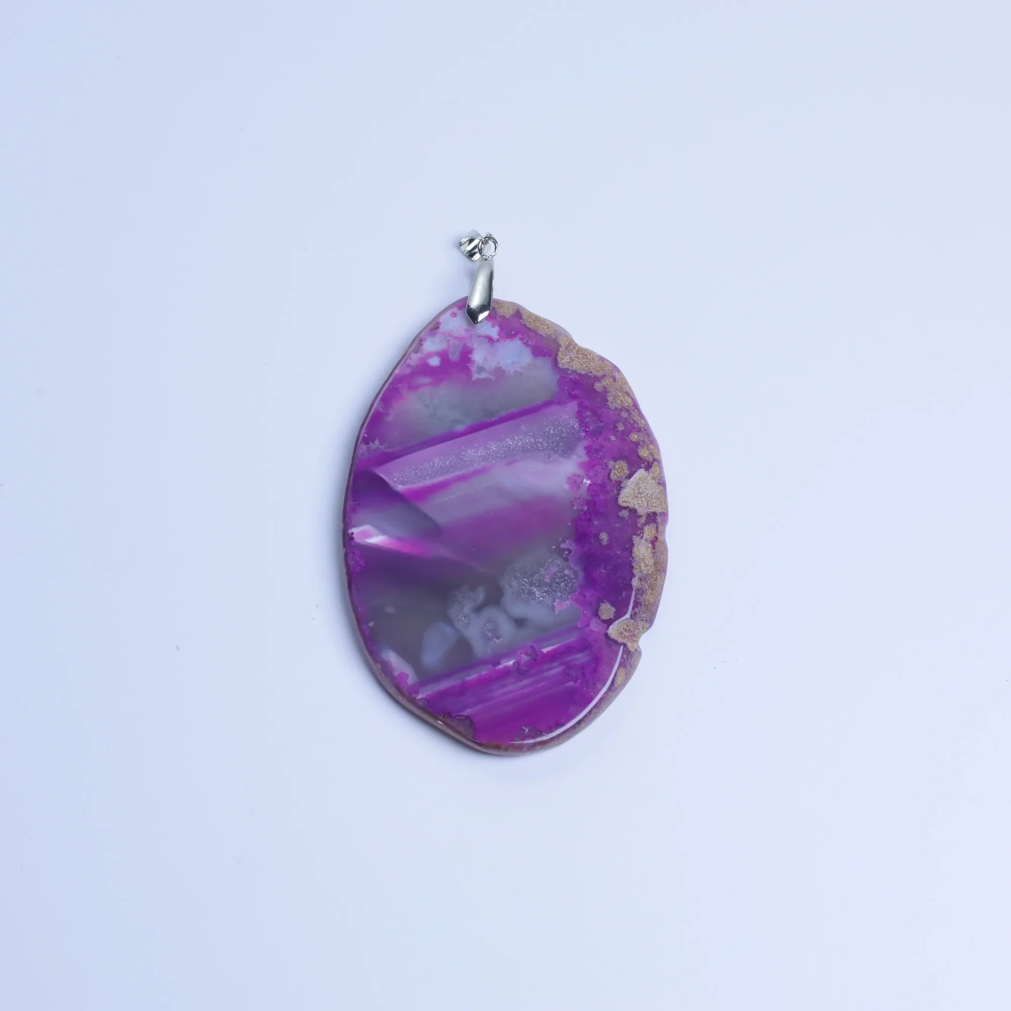 8-Color Natural Brazilian Agate Slice Pendants - Magenta