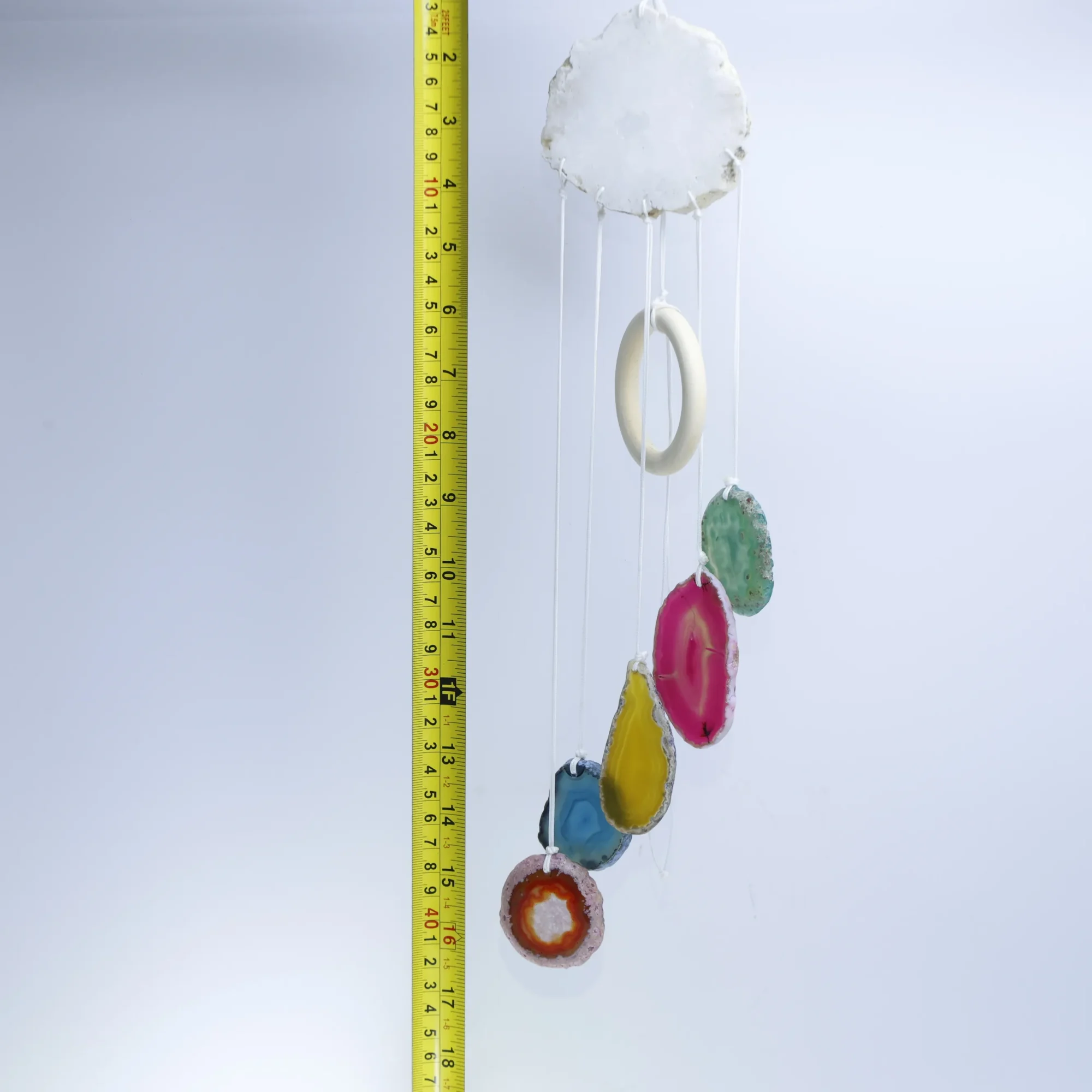 Natural Agate Geode Cloud Wind Chime 23.6 in (5 Slices per Chime) - 3