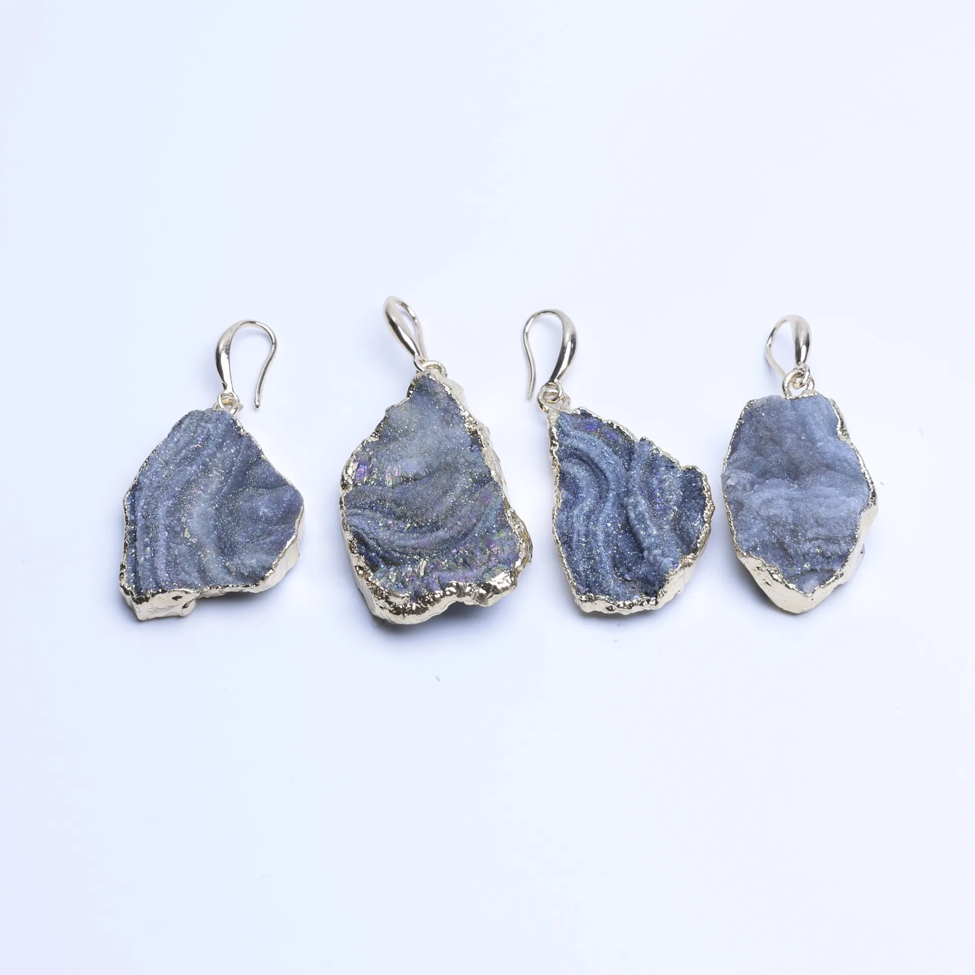 Natural Brazilian Agate Slice Drop Earrings