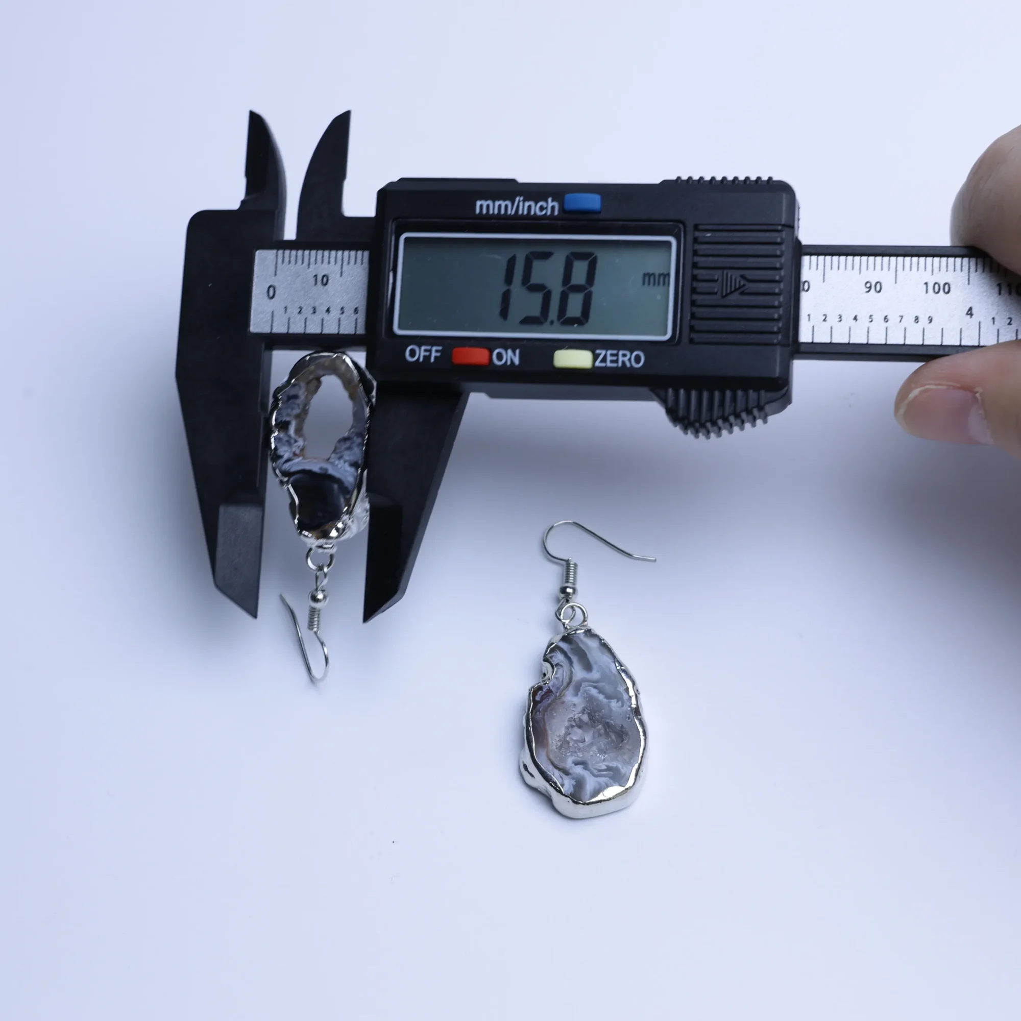 Agate Geode Druzy Slice Drop Earrings - 3