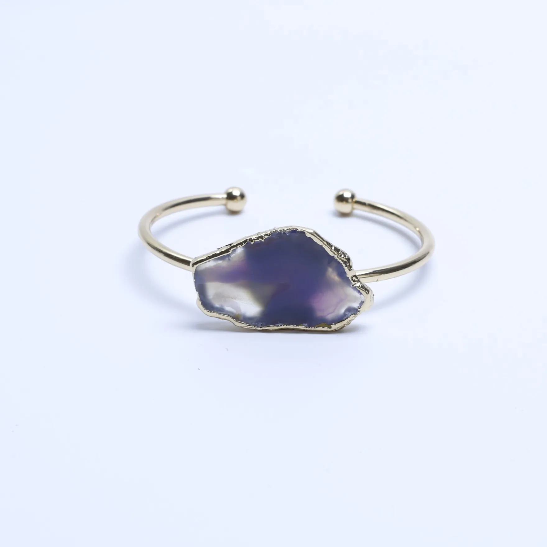 5-Color Agate Slice Adjustable Cuff Bracelet - Purple