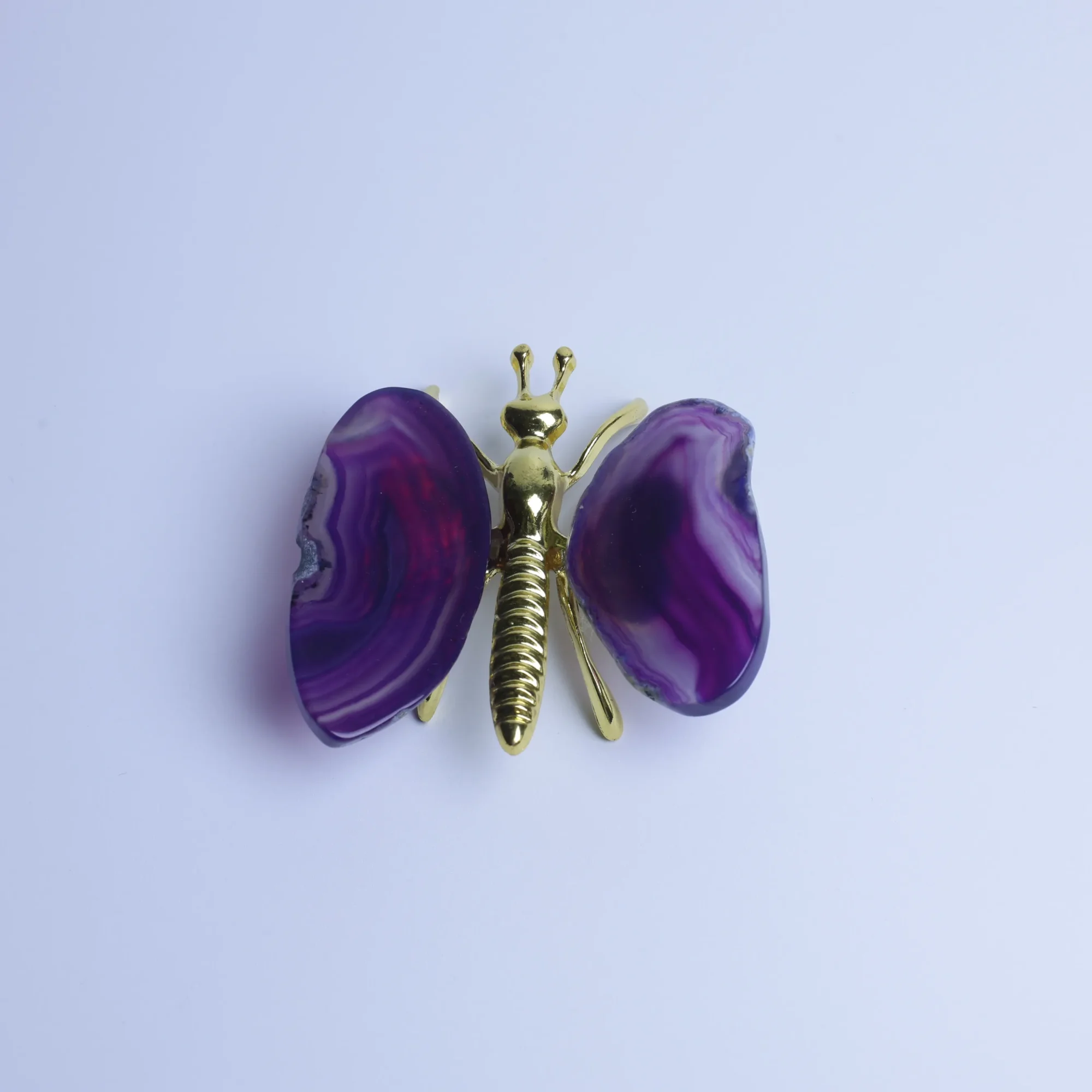 4-Color Natural Agate Slice Butterfly - Purple
