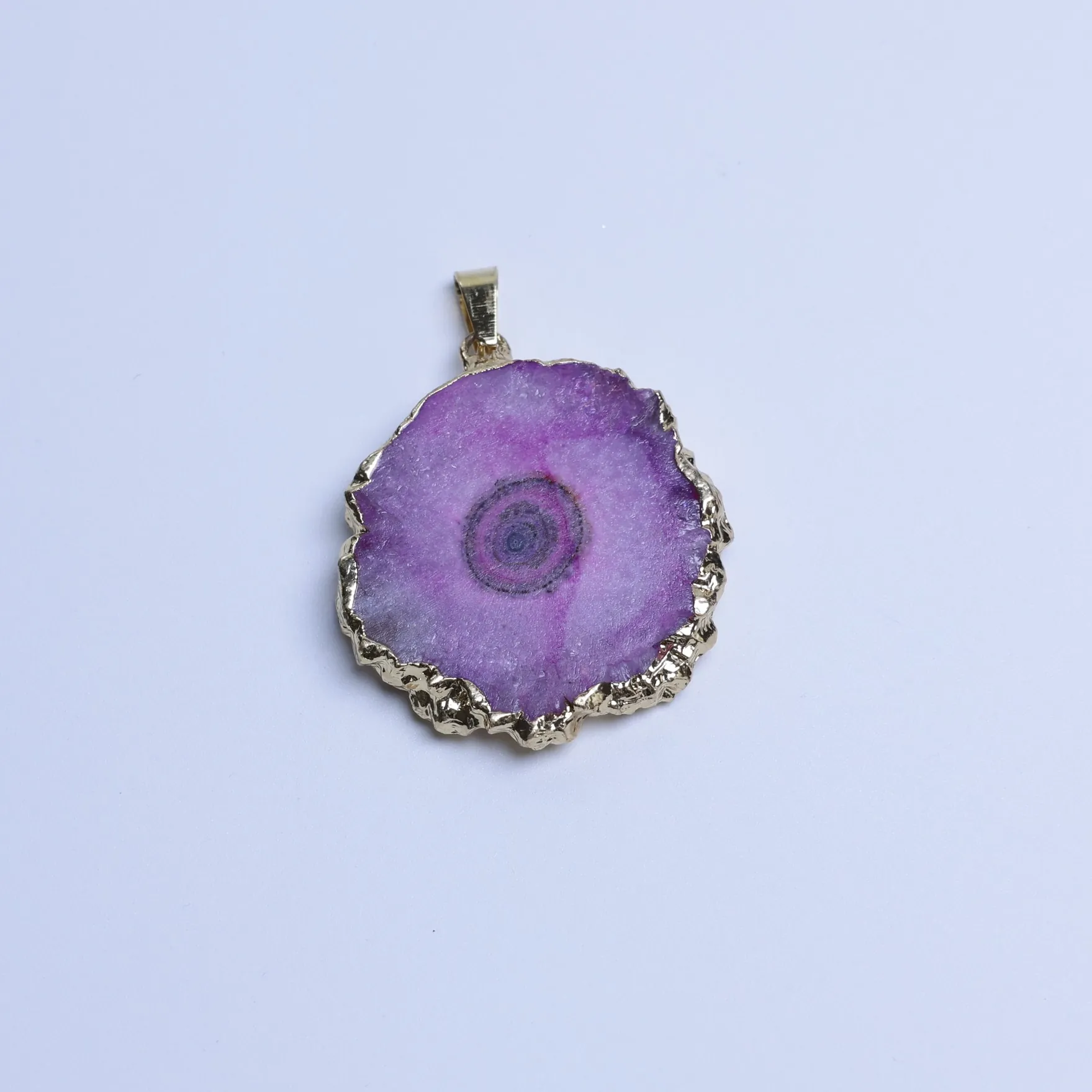 6-Color Small Agate Geode Slice Pendants - Magenta