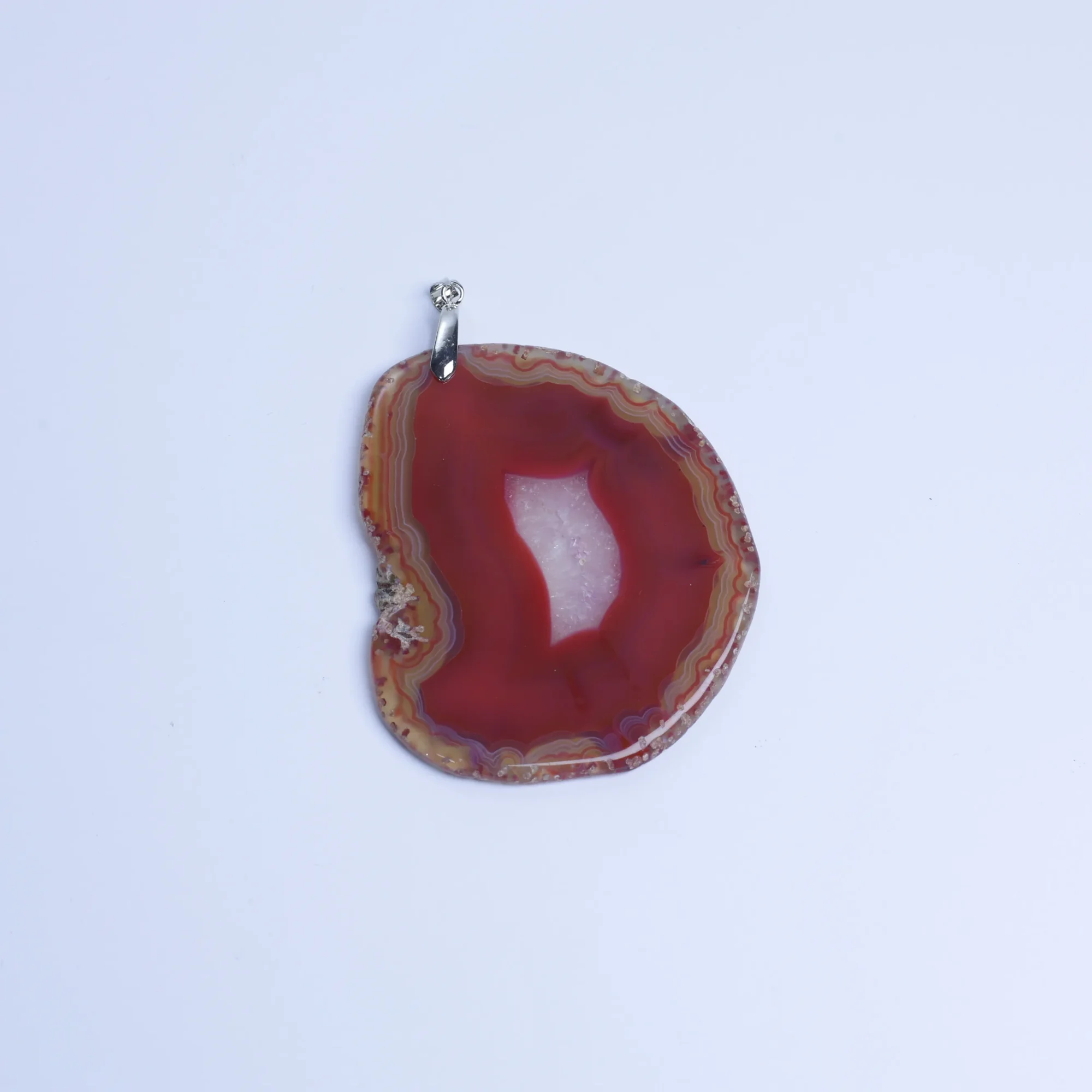 8-Color Natural Brazilian Agate Slice Pendants - Red