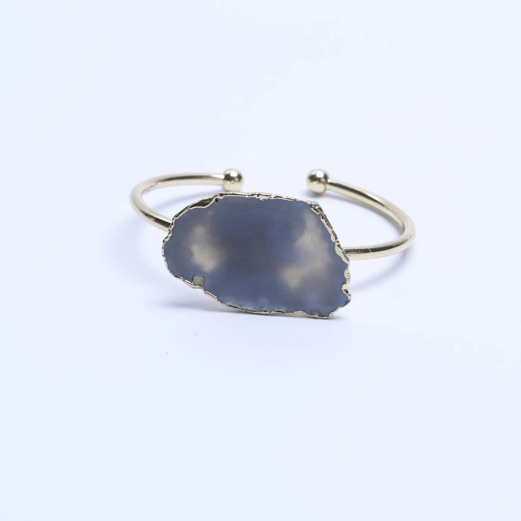 5-Color Agate Slice Adjustable Cuff Bracelet - White