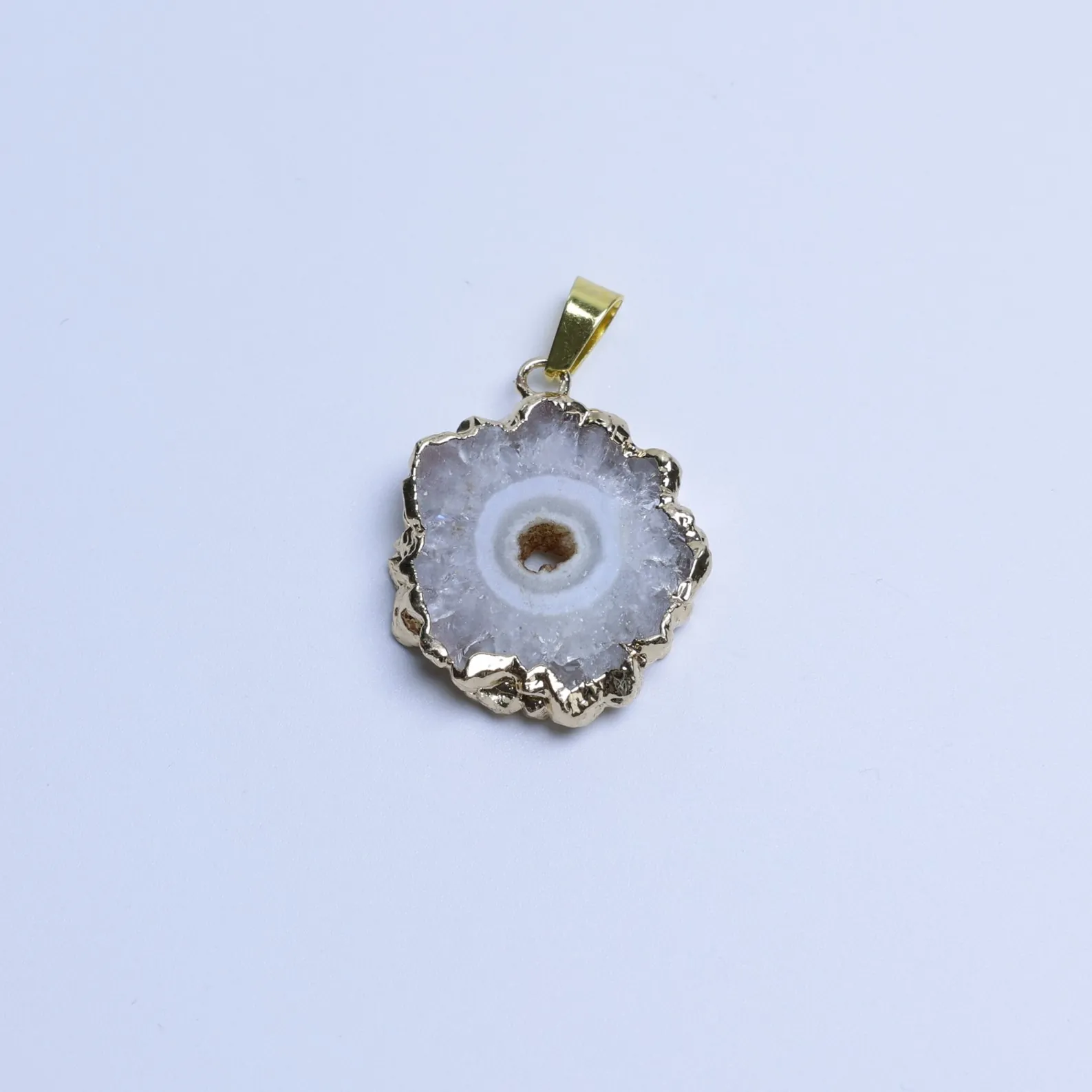 6-Color Small Agate Geode Slice Pendants - White
