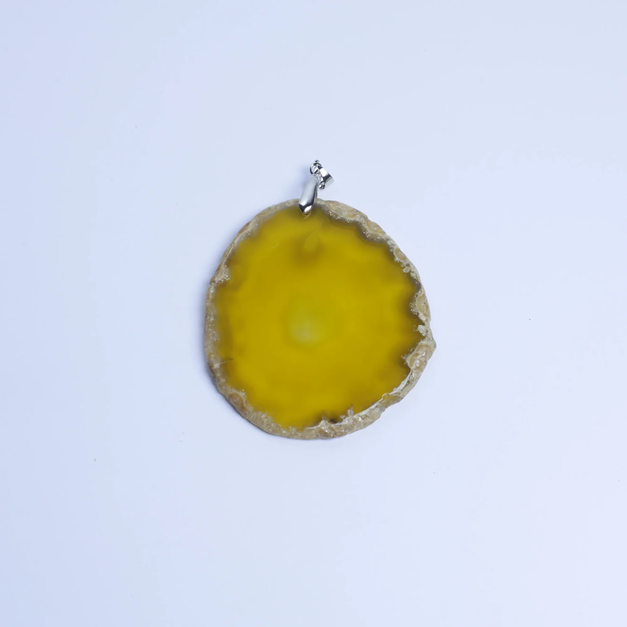 8-Color Natural Brazilian Agate Slice Pendants - Yellow