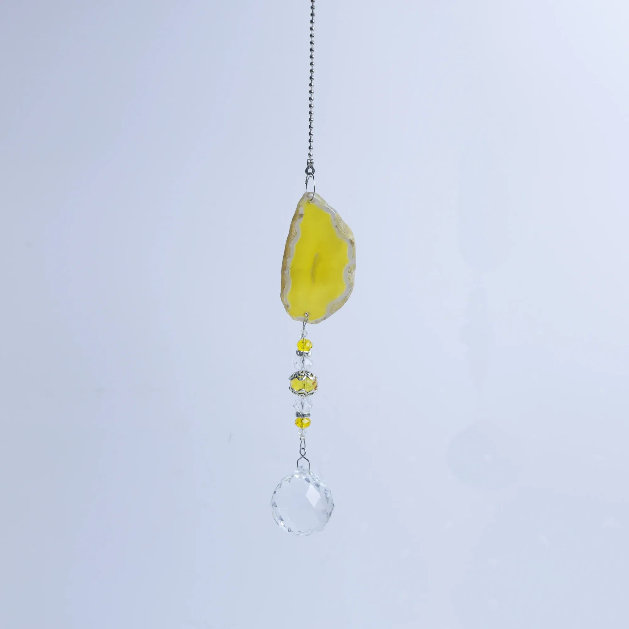 3-Color Dyed Natural Agate Slice Wind Chimes 15.7 in (1 Slices per Chime) - Yellow